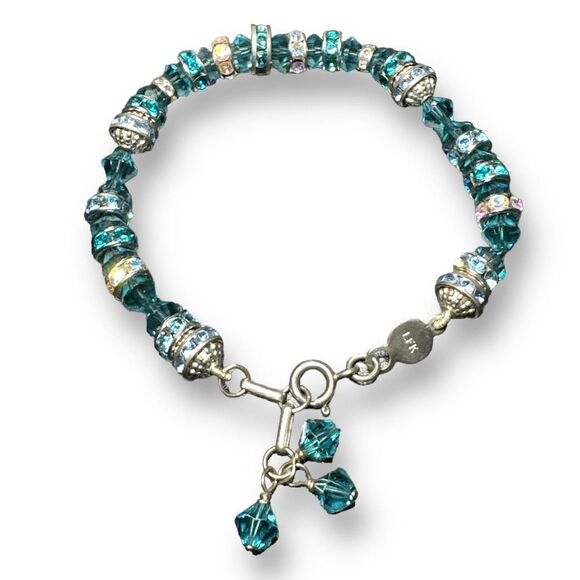 Jewelry - Blue Crystal Beads Sterling Silver Bracelet